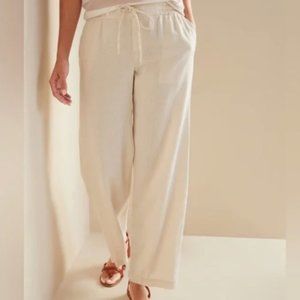 Old Navy Mid-Rise Wide-Leg Linen-Blend Pull-On Pants for Women NWT Small